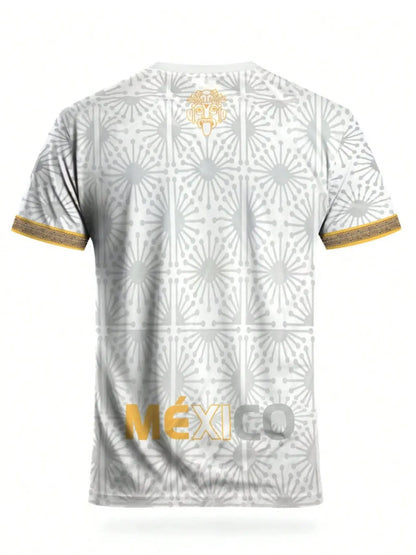 Mexican Aztec Totem Print Loose T-Shirt, Breathable Sports Short Sleeve Athletic T-Shirt, Comfortable Casual Wear, Top for Gym and Daily Use