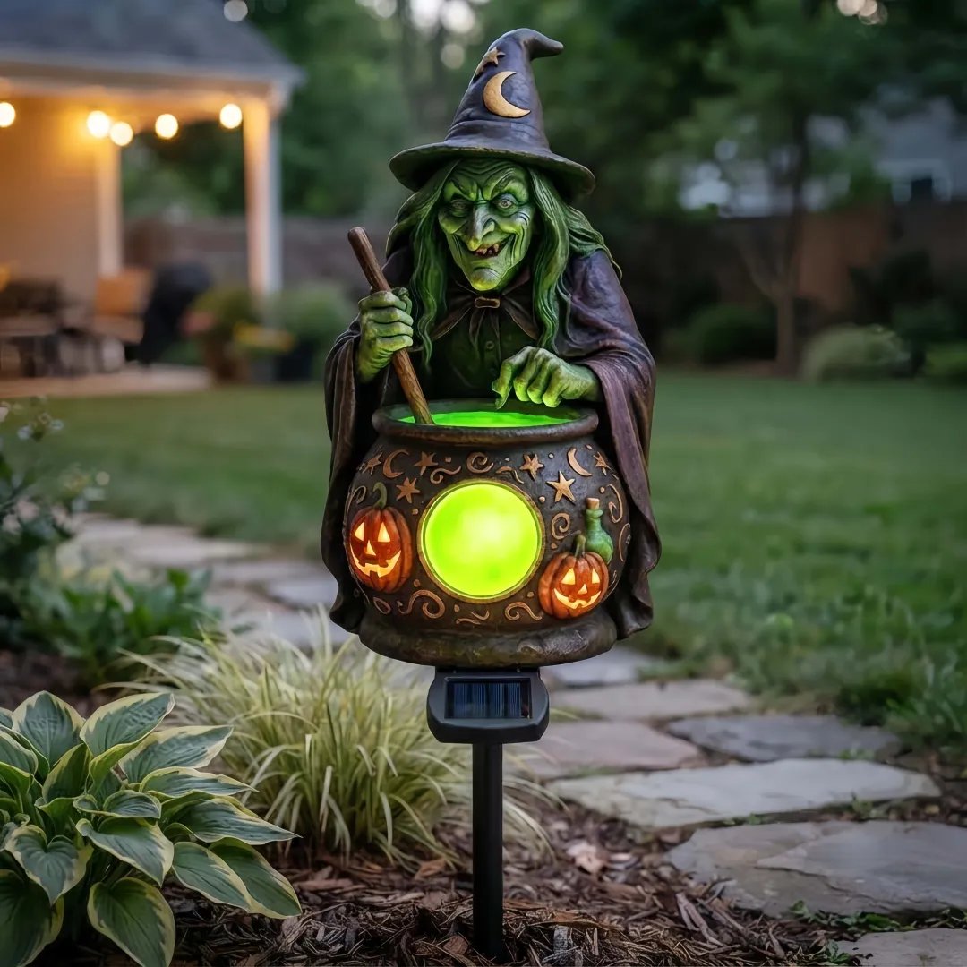 💥LAST DAY 50% OFF🏆Halloween Solar Witch Cauldron Garden Stake Light🧙✨