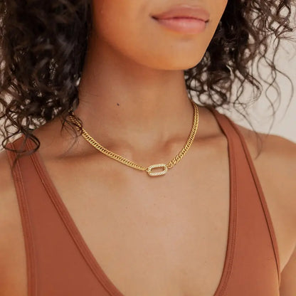 Cuban Link Chain Necklace with Zircon Clasp