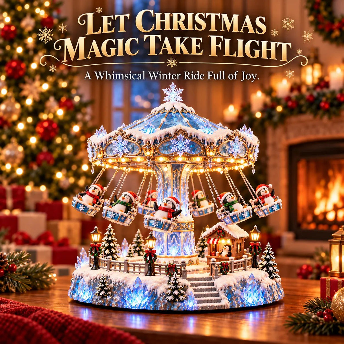 🎄 Christmas offer: 49% off! 🐧 Penguin Winter Swing Carnival – Rotating Christmas decoration with lights ❄️✨