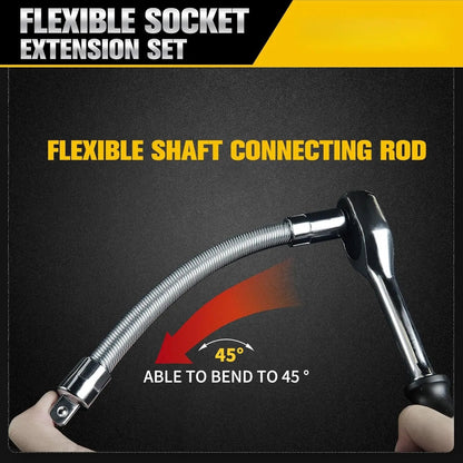 1/2 Inch 35cm Multifunctional Socket Wrench Set - 3 Bendable Shafts
