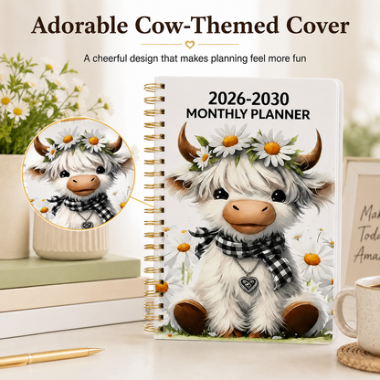 🐮 LAST DAY 49% OFF – Cute Cow 5-Year Planner 2026–2030 | Monthly Organizer with Farmhouse Cover, Goal Tracking Pages & Long-Term Planning Layout ✨