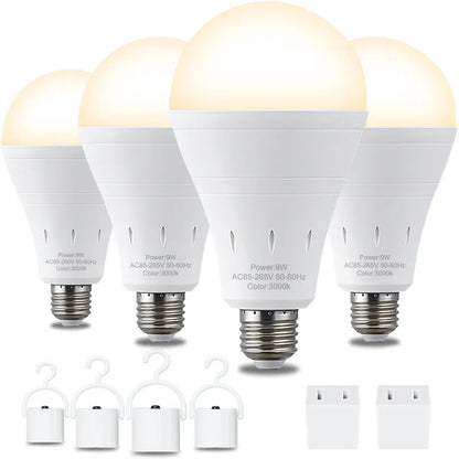 Rechargeable Emergency Light Bulbs Battery Powered LED Light Bulb 6400K Daylight E26 120 Volt 9W 60W Equivalent with 1200mAh