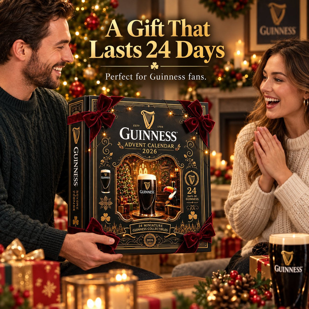 Guinness 2026 Limited Edition Advent Calendar 24-Piece Miniature Collectibles Holiday Countdown Gift for Beer Lovers & Collectors