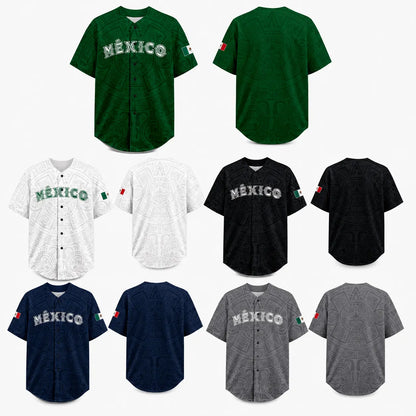 Mexico-Inspired Unisex Baseball Jersey with Aztec Pattern