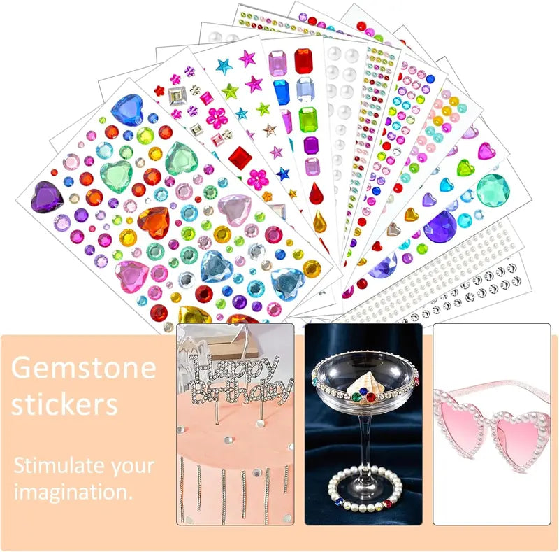 3500pcs Glossy Self-Adhesive Gem Stickers Bedazzling Kit