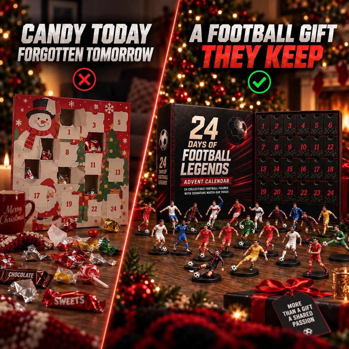24 Days of Football Legends Advent Calendar | 24 Collectible Player Figures