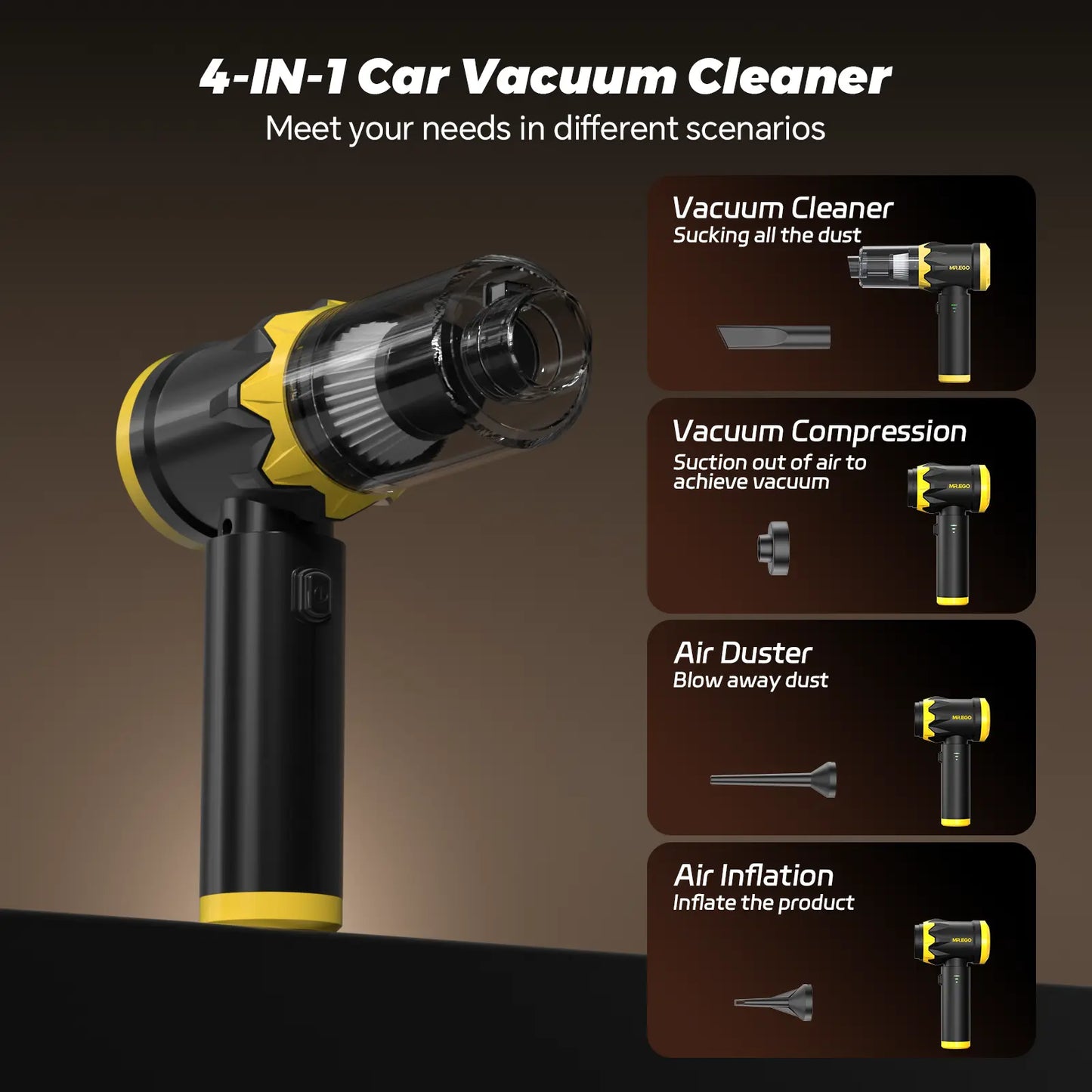 20000Pa Portable Cordless Car Vacuum Cleaner