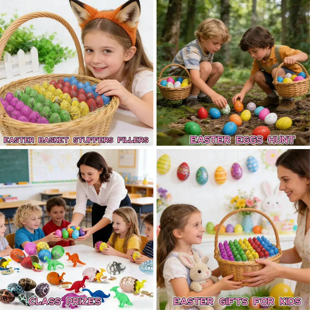 60PCS Dinosaur Eggs Hatching Toys for Kids Party Favors