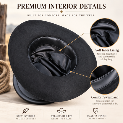 🤠 Classic Western Cowboy Hat – Wide Brim Outdoor Sun Hat for Ranch, Festival & Everyday Wear