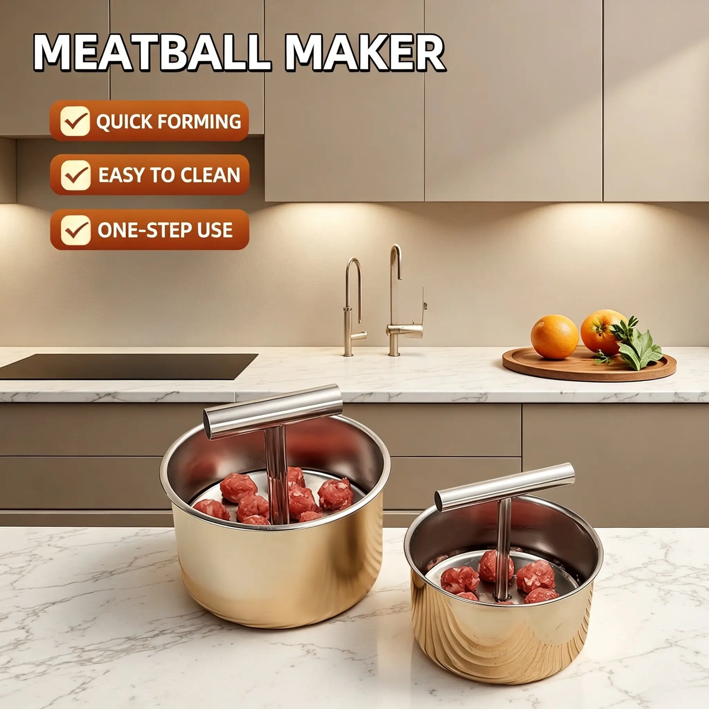 🔥Flash Sale 49% OFF✨ Upgrade 6/12‑Hole Manual Meatball Maker Tool, Stainless Steel Meatball Mold, Home Kitchen Cooking Gadget