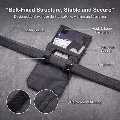 🔒 Anti-Theft Travel Waist Pouch – Slim Passport, Phone & ID Holder
