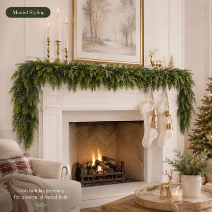 6 FT Artificial Cedar Garlands, Real Touch Winter Cedar Garland