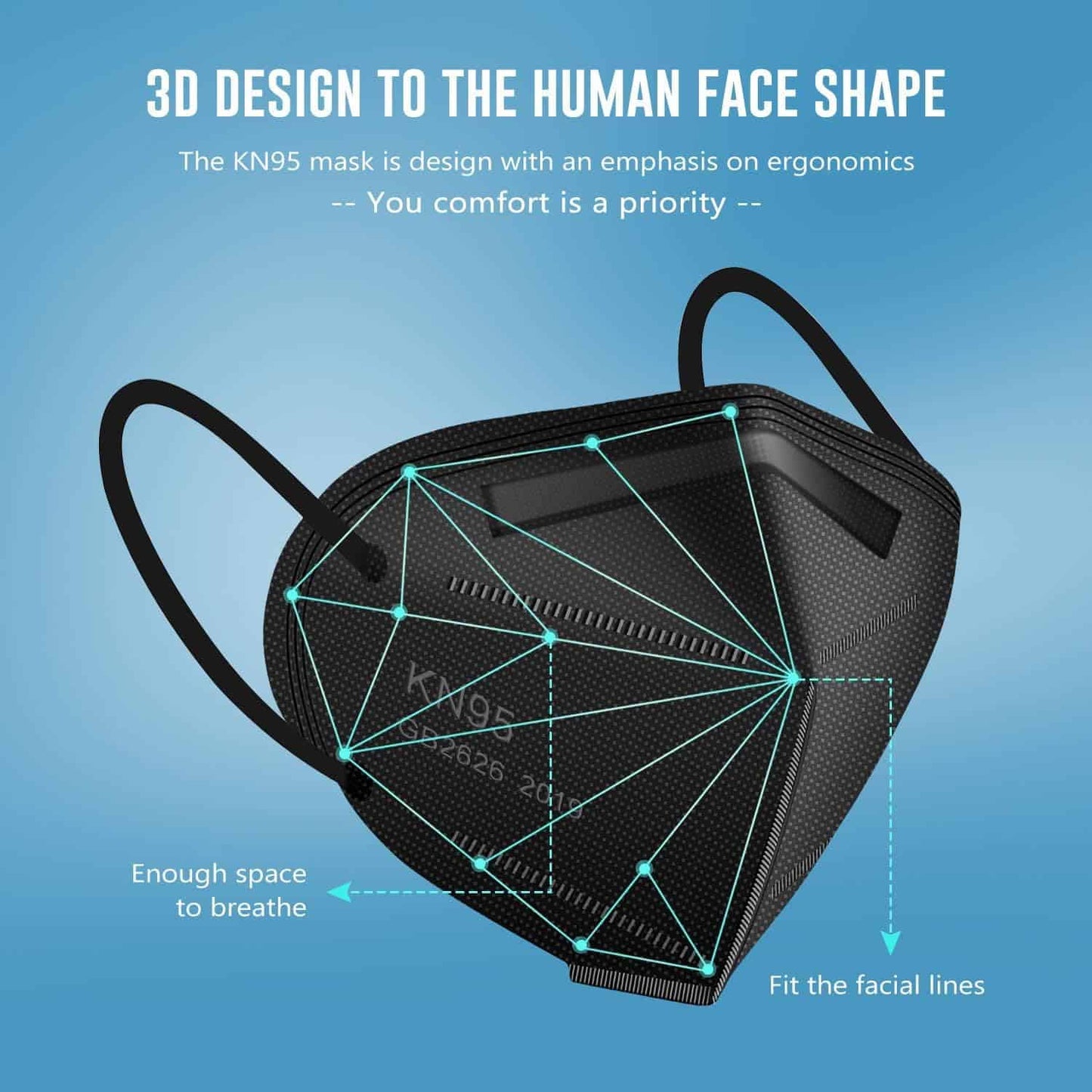 💨 KN95 Safety Face Masks – Soft, Breathable & Multi-Color