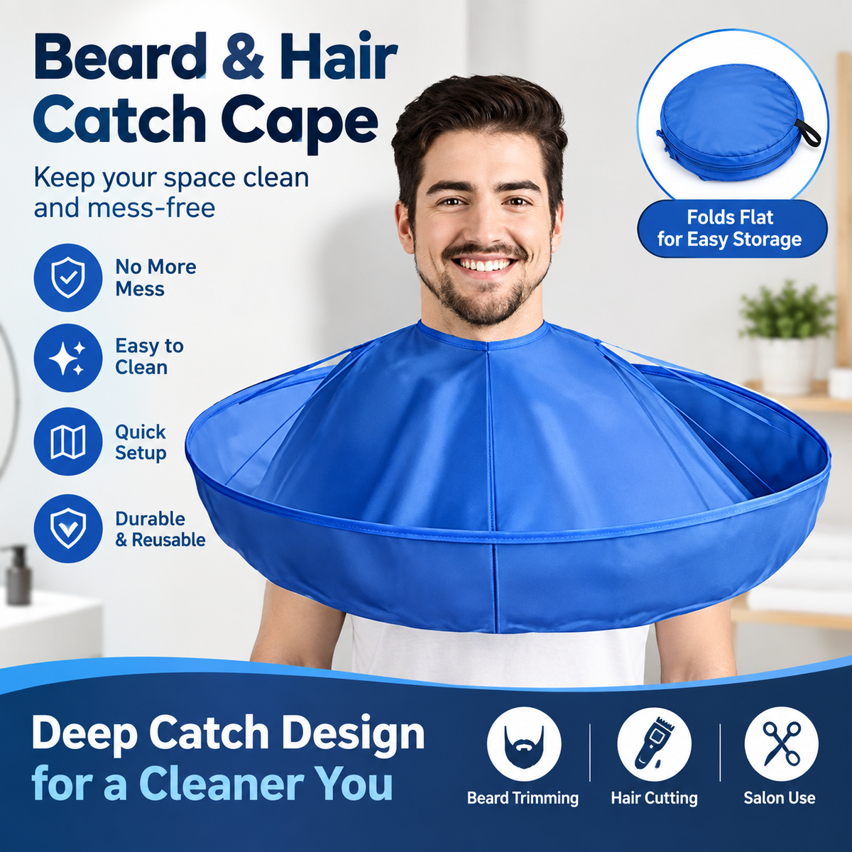 ⭕ UMBRELLA HAIR CUTTING CAPE | Large Hair Catcher with Memory Steel Ring for Cleaner Home Grooming
