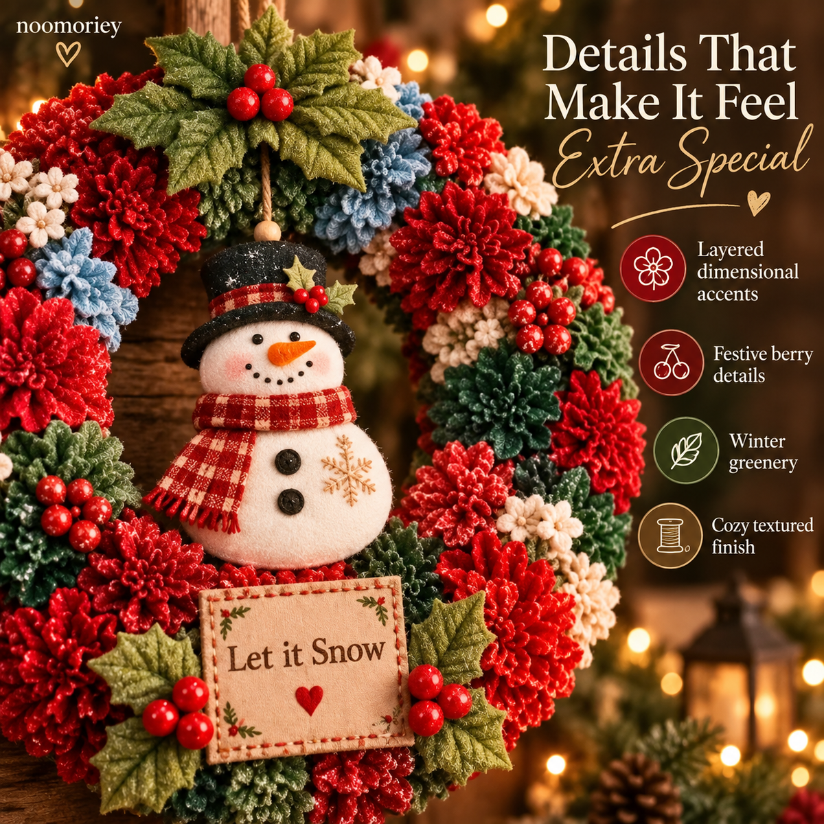 ⛄ Let It Snow Christmas Snowman Wreath