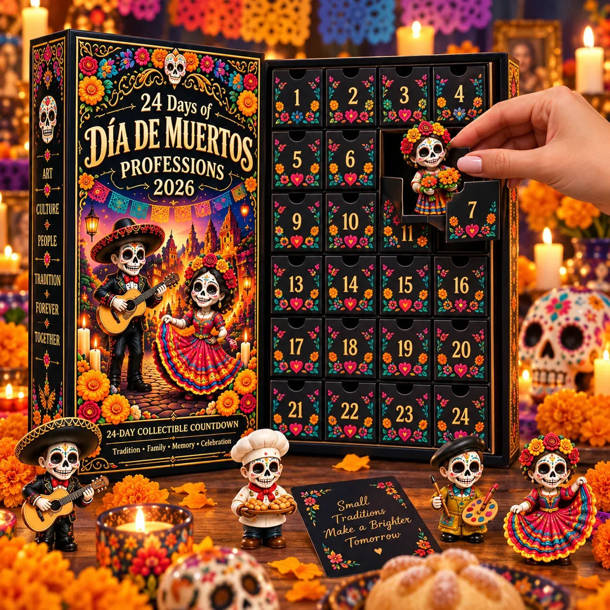 🧡💀 24 Days of Día de Muertos Professions Advent Calendar 2026 – 24 Unique Calavera Collectible Figures