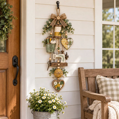 🔥Buy 2 Get 20% OFF🔥🧵✨ Rustic Wooden Sewing - Themed Hanging Ornament with Remote Control Fairy Lights