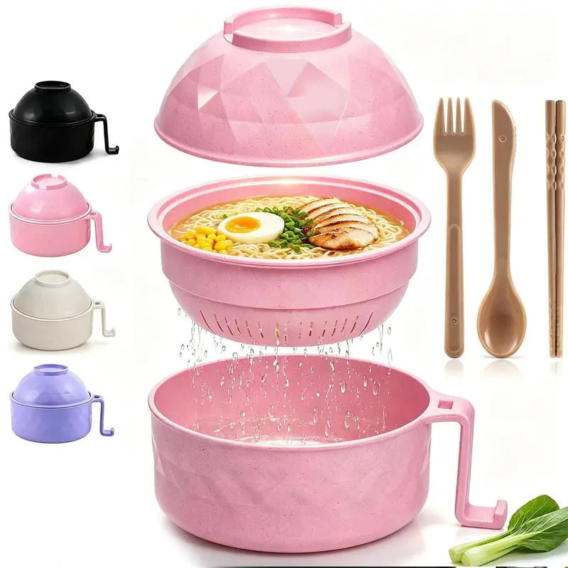 Colorful Round Bowls Complete Ramen Noodle Tableware Set