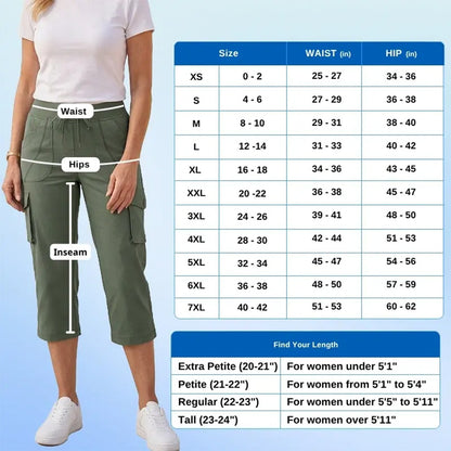 Women Cargo Capri Lightweight Hiking Cropped Pants