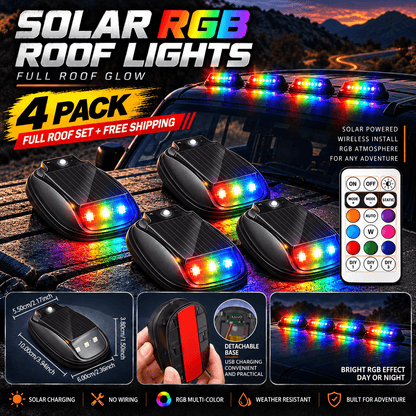 🔆Solar RGB Roof Lights 🌙with Wireless Remote, Waterproof Design & Easy Install