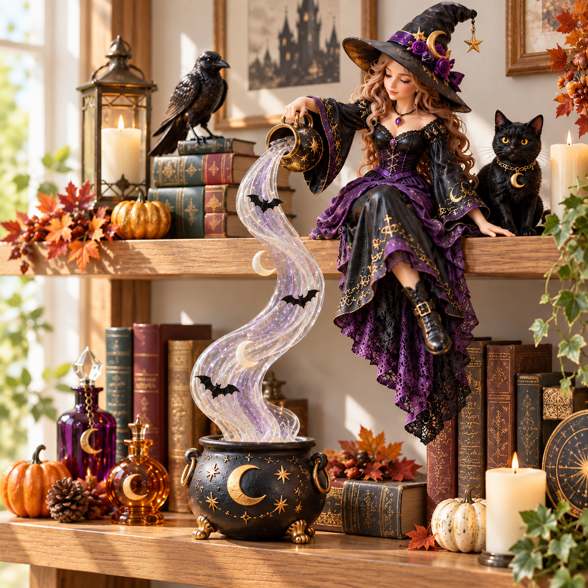🔥Hot Sale 45% OFF ✨ Halloween Magic Cascade Shelf Light Collection™ – Enchanted Bookcase Decor