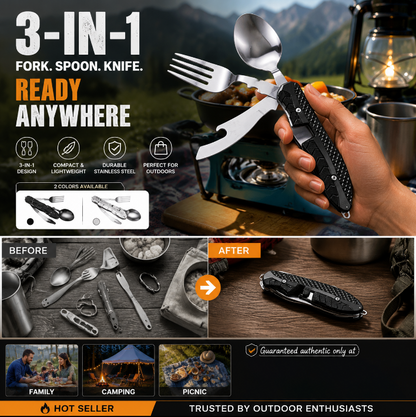 🎉🎉Surprise 50% off！🏕️Must-have for outdoor trips 🍴🥄4-In-1 Outdoor Folding Multifunctional Tableware