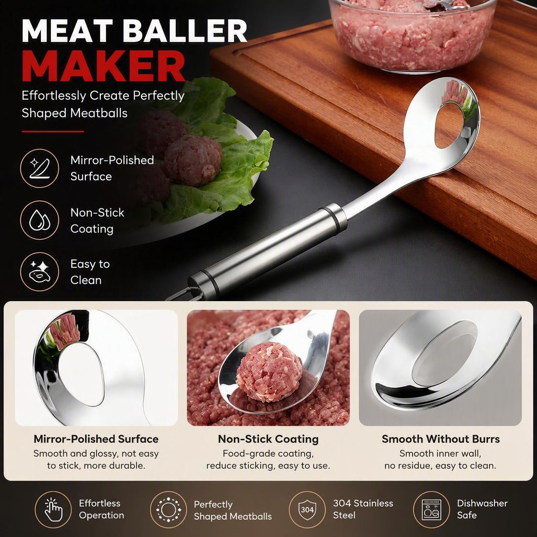 304 Stainless Steel Meatball Scoop Ball Maker – Easy Kitchen Tool for Meatballs, Fish Balls & Dough