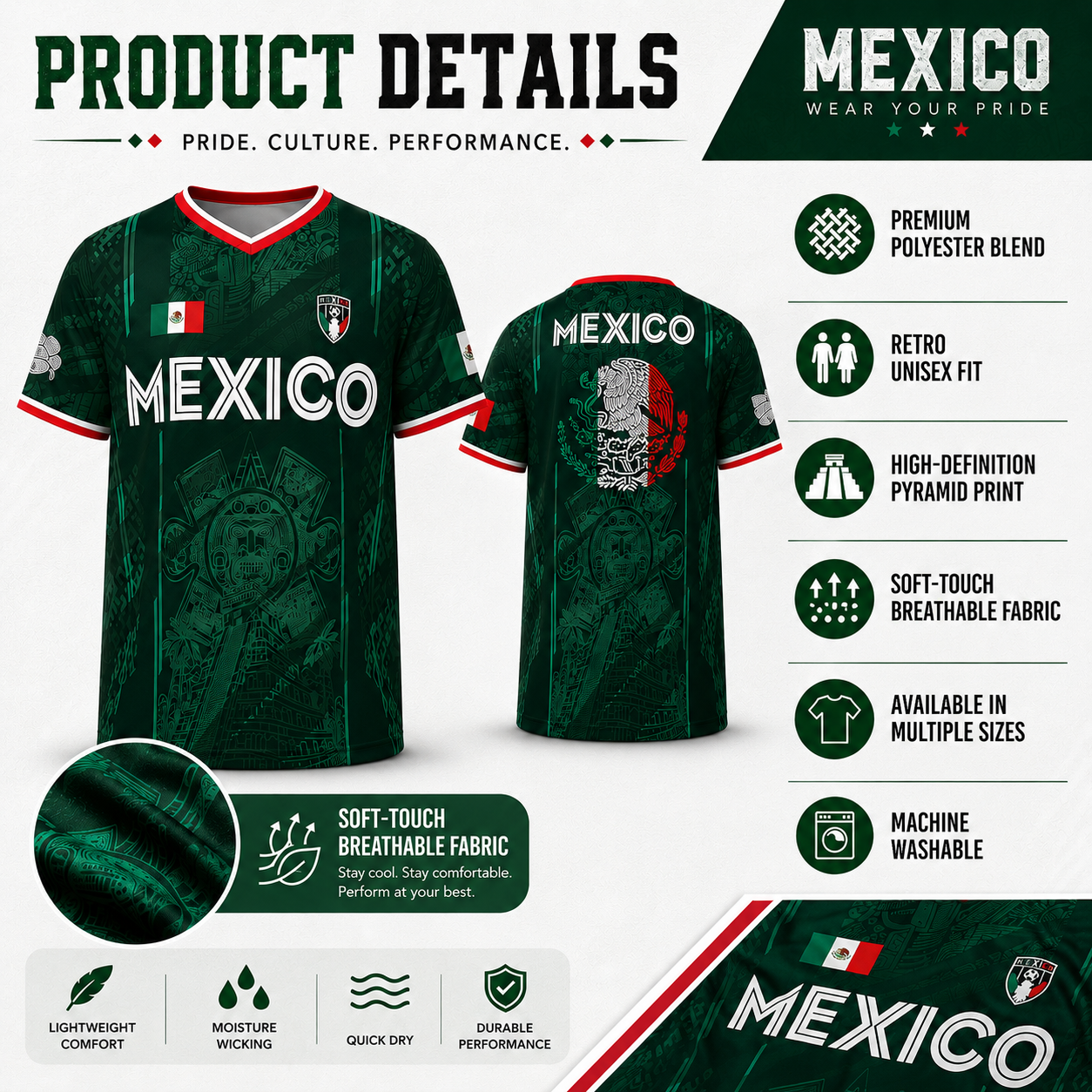 2026 Mexico Chichén Itzá Football Jersey ⚽ Vintage Pyramid Design | Limited Edition Fan