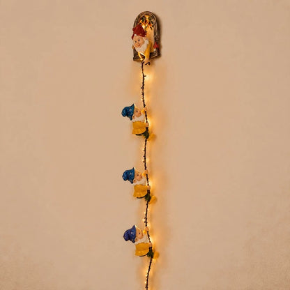 Handmade Climbing Gnome Christmas StringLights, Indoor OutdoorWall Hanging Holiday Decor