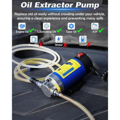 12V 100W Efficient Powerful Self-Priming Oil Pump, 30min Continuous Car Tool for Engine Oil Change, Electric Fluid Transfer for Gear/Transmission Fluid Removal, Efficient Pump,toolupgrade