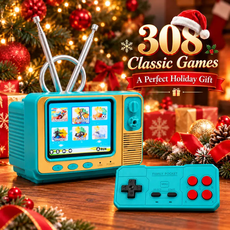 🎮🔥GV300 Retro Mini TV Gaming Console – 2.8' IPS Screen, 308 Classic Games & Wireless Controller