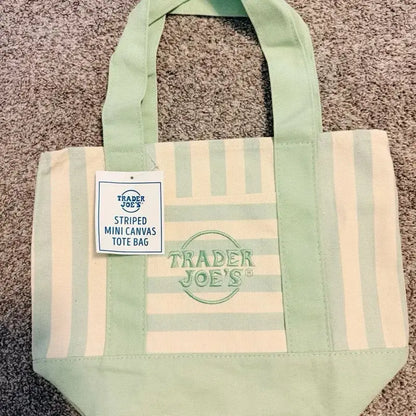 Mini Pastel Striped Canvas Tote Bag