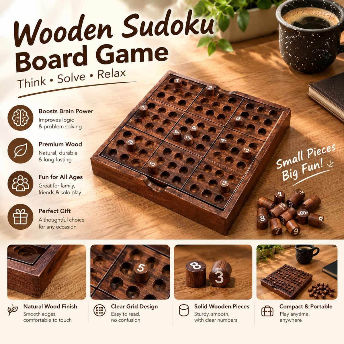 Wooden Sudoku Set & Guide