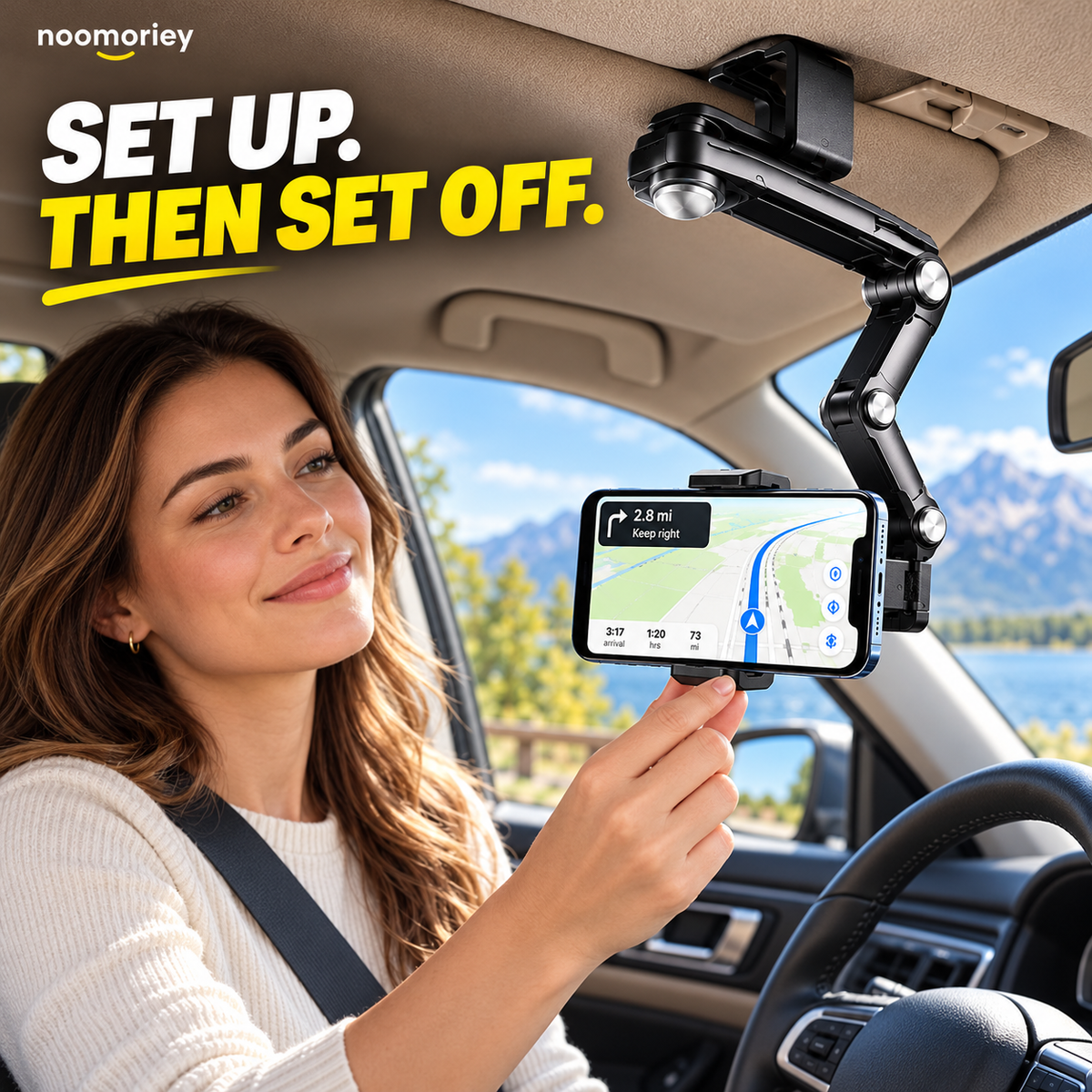 📱 1080° Adjustable Car Sun Visor Phone Holder – Foldable 360° Rotating Hands-Free Mount