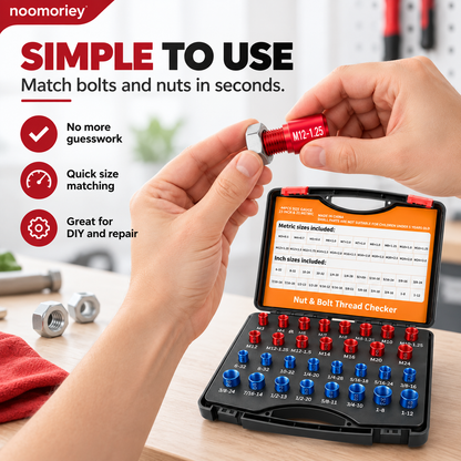 26/44-Piece Nut & Bolt Thread Checker – Metric & SAE Thread Gauge Kit with Storage Case