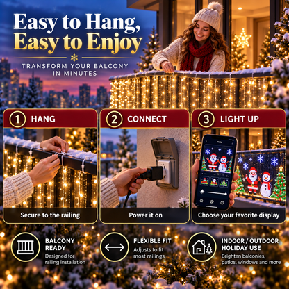 🎄 Smart RGB Pixel Curtain Lights – App-Controlled Animated Holiday Display for Balcony & Window Decor-2m*2m