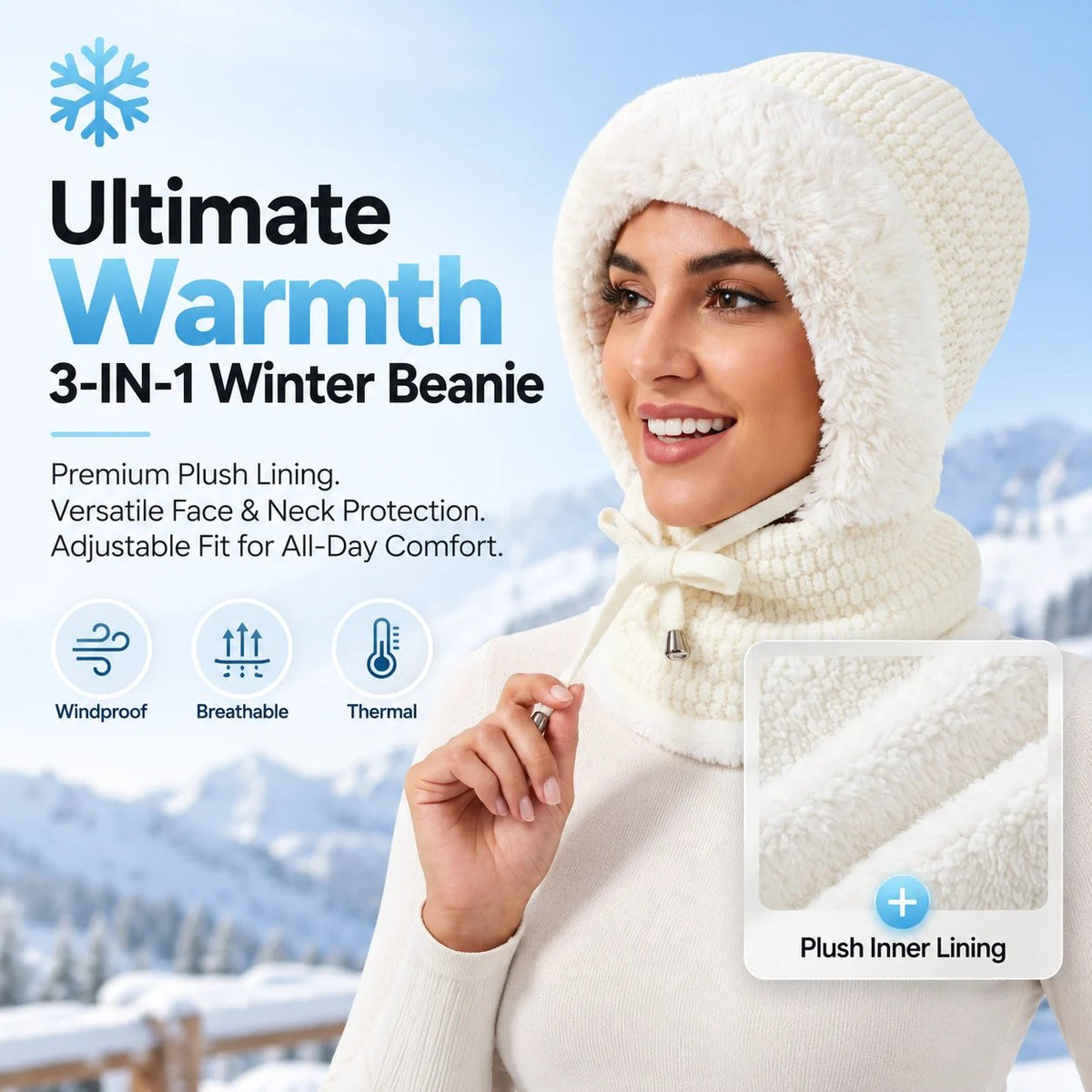 💗Hot Selling💥Ultimate Warmth 3-in-1 Winter Beanie