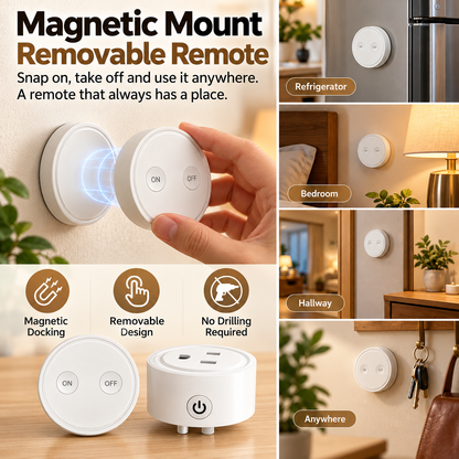 RF Wireless Remote Outlet – No App, No Wi-Fi, Magnetic ON/OFF Switch