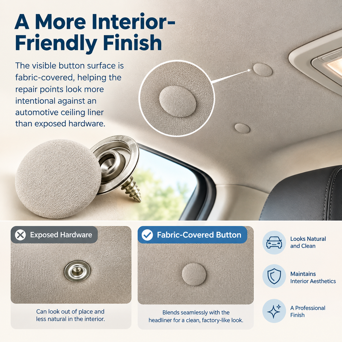 50 Pack Car Roof Headliner Repair Buttons