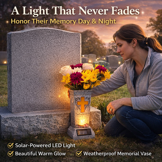 50% OFF💥💐Solar LED Grave Vase with Ground Spike, Weatherproof Design