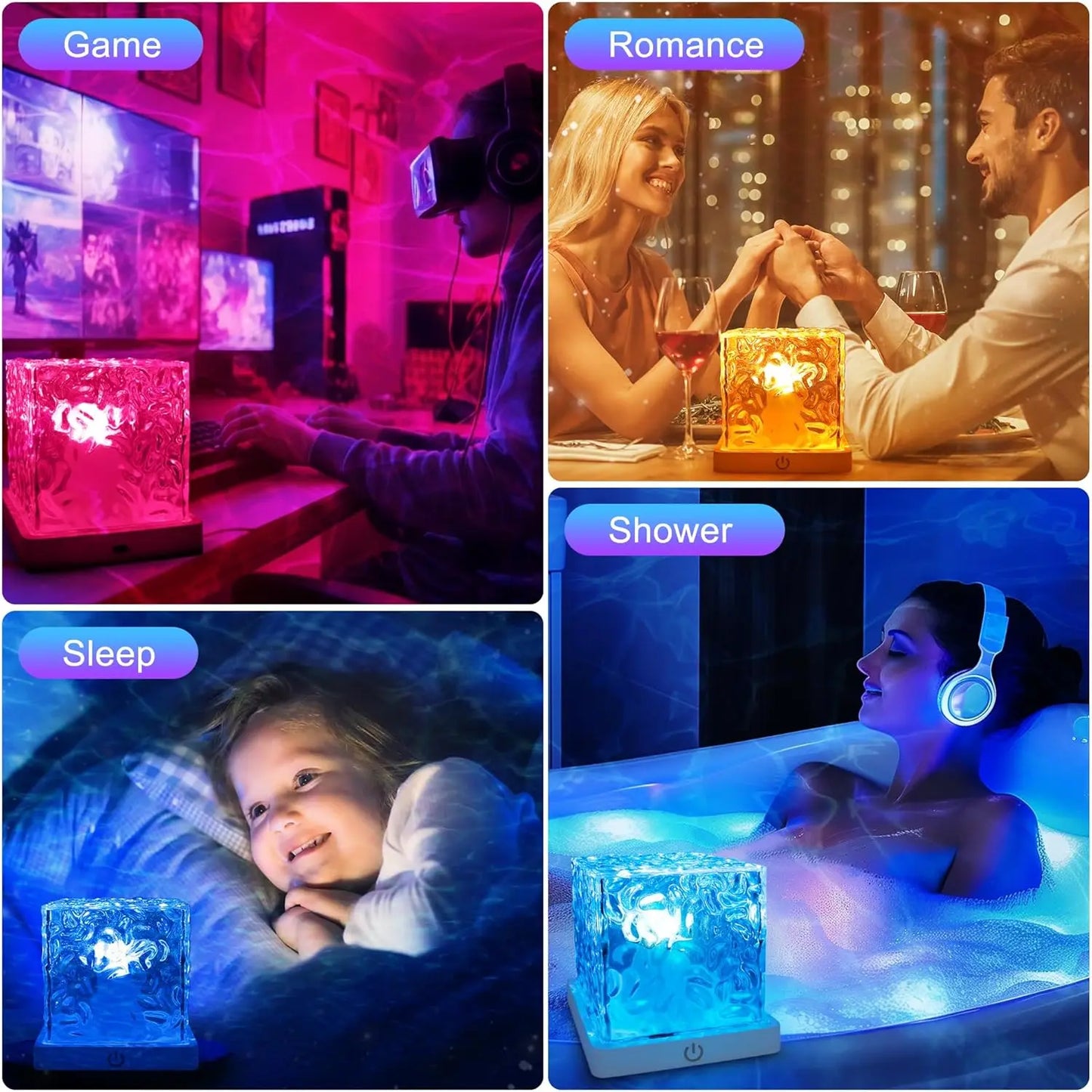 Rechargeable Waterproof Shower Light | 16-Color Ocean Wave Projector with Remote, Wireless Dimmable Bathroom Mood Light
