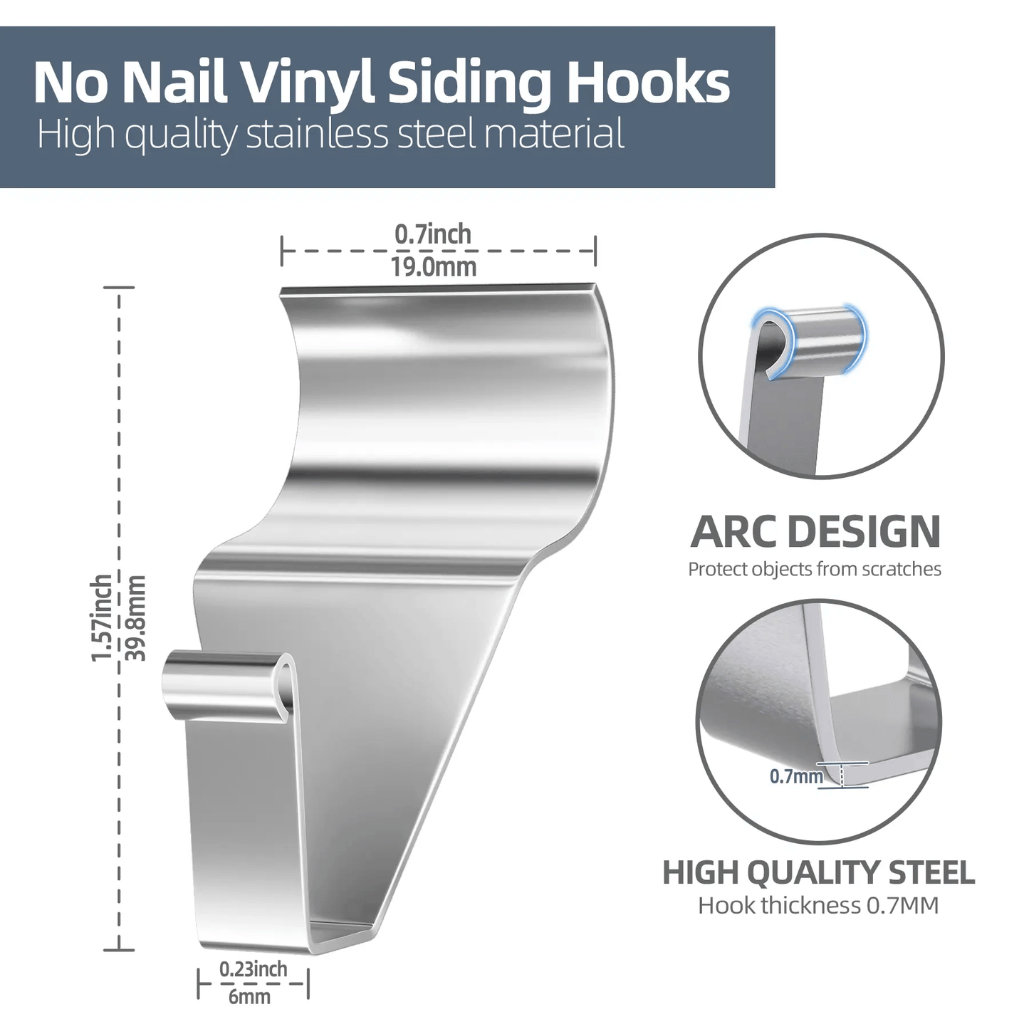 Premium Stainless Steel Siding Hooks: Easy No-Hole Decorating