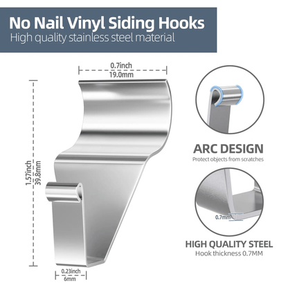 Premium Stainless Steel Siding Hooks: Easy No-Hole Decorating