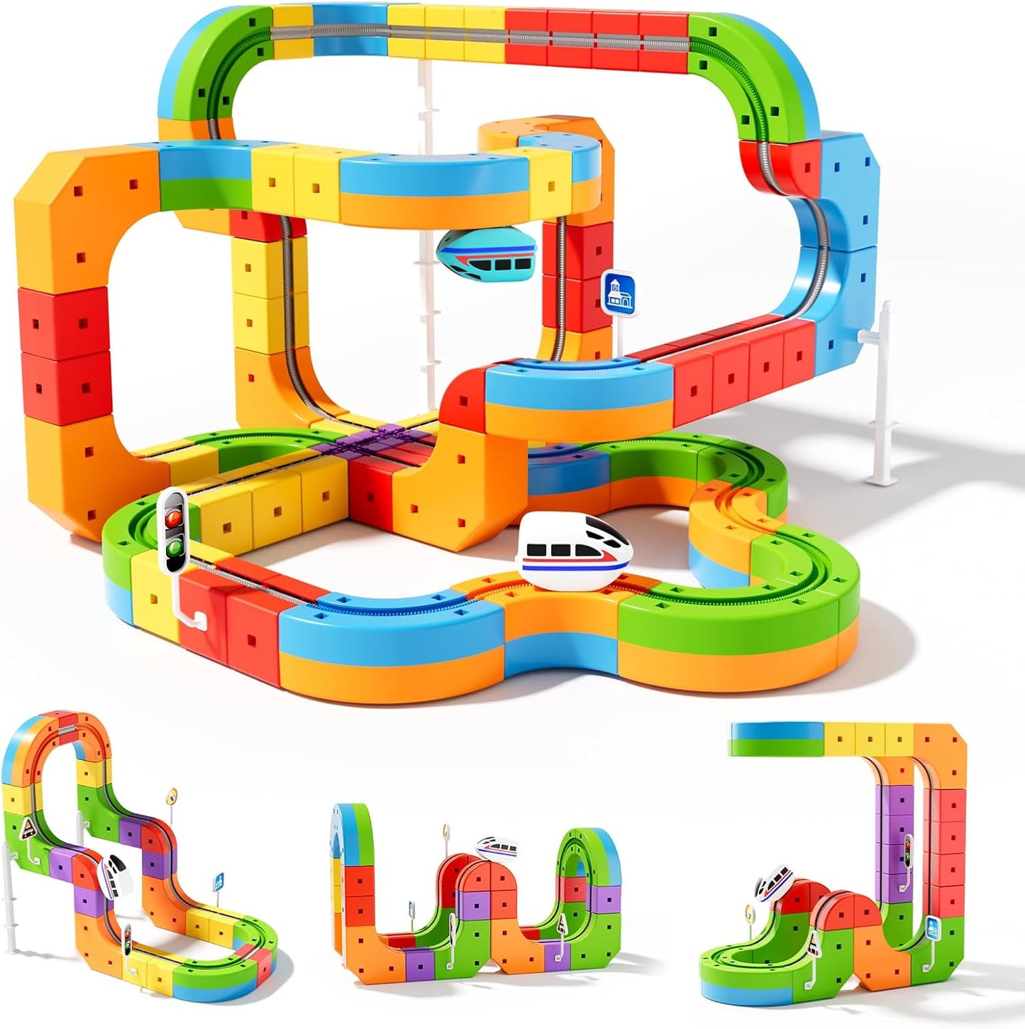 ⏰Electric Train Set 3D Magic Flexible Race Track for Kids 3-8 Years Old, Anti-Gravity STEM Toy