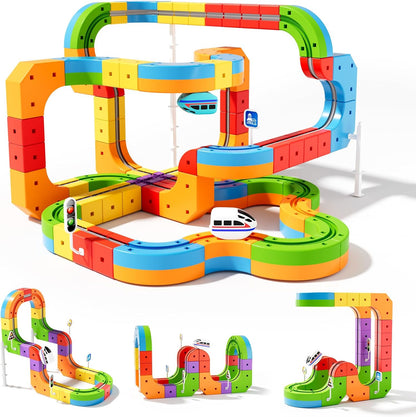 ⏰Electric Train Set 3D Magic Flexible Race Track for Kids 3-8 Years Old, Anti-Gravity STEM Toy