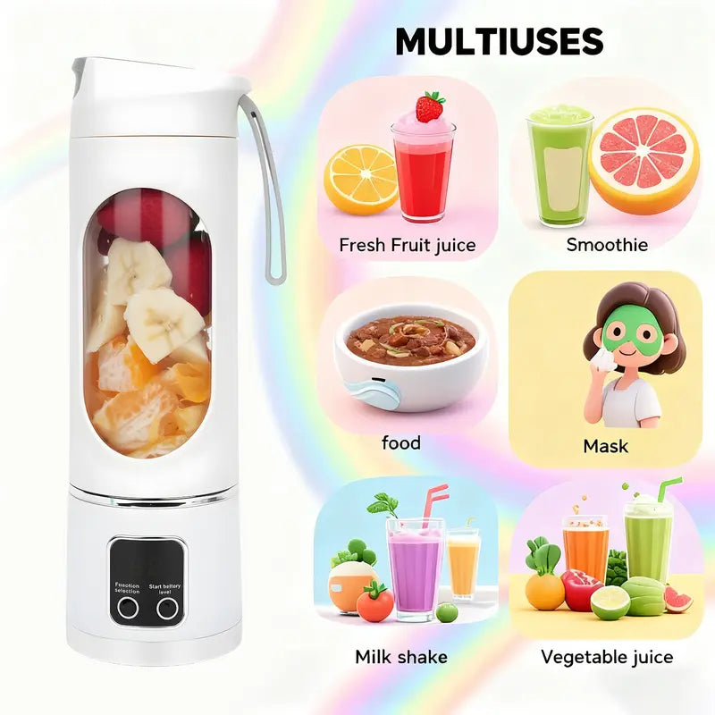 🥤 Portable USB Rechargeable Blender – Mini Smoothie Maker with Leak-Resistant Travel Cup for Gym, Travel & Everyday Use