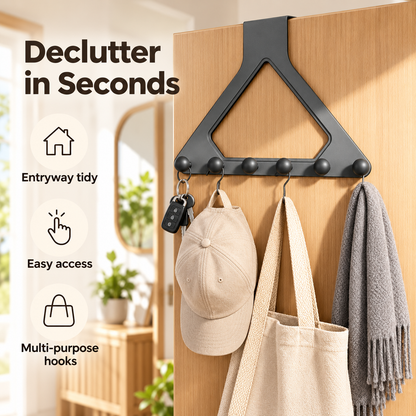 6-Hook Over-the-Door Organizer Rack – Space-Saving Storage for Home 🚪