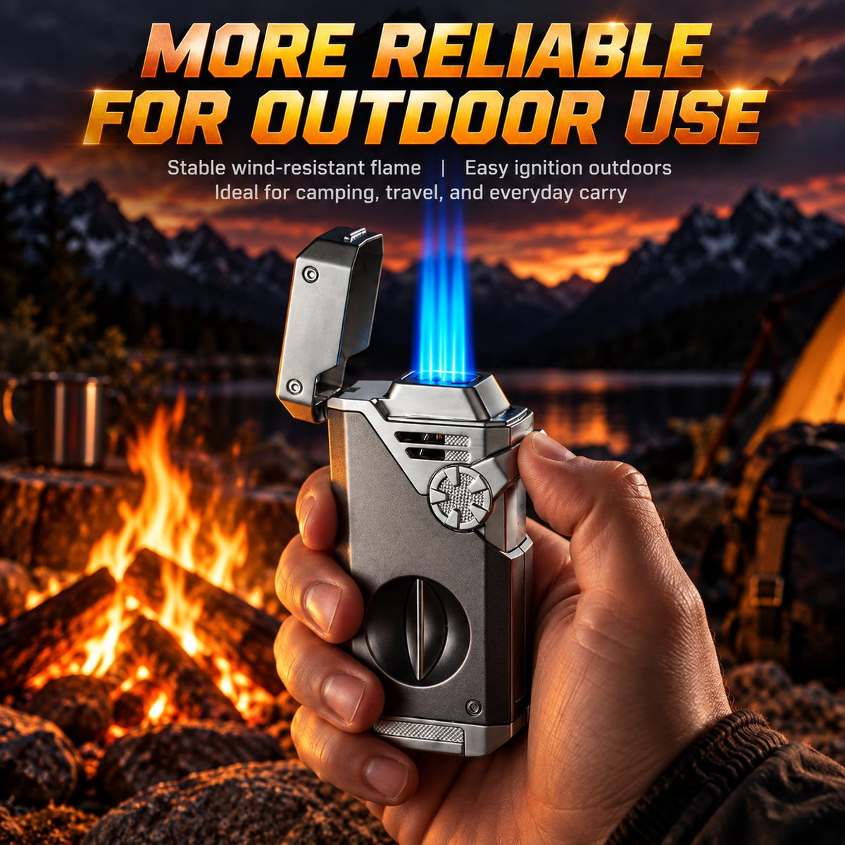 Multifunctional Quad-Flame Lighter – Windproof & Refillable Butane Lighter