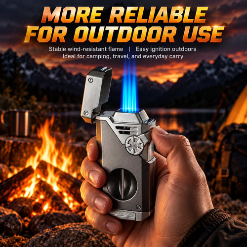 Multifunctional Quad-Flame Lighter – Windproof & Refillable Butane Lighter